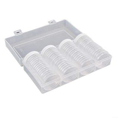 Adjustable Foam Liner Coin Box for 17-40mm, 60 Pack Coin Storage with Scratch Resistant Transparent Capsules and Spacers, Multiple Size Coin Container Case Holder(A)