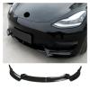 3Pcs Front Bumper Lip Chin Spoiler Splitter Diffuser Tuning Part Compatible With Tesla Model 3 2017 2018 2019 2020 2021 2022 2023 Bodykits(Carbon Look) view 3