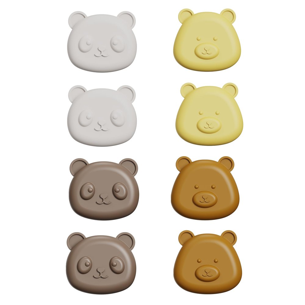 MiaoLab Cute Animal Baby Proofing Outlet Covers, 8 Pack Silicone + V0 PC Plug Protectors, BPA-Free Non-Toxic Child Safety Socket Caps for US Type B 3-Prong Electrical Outlets, Fire-Retardant Design
