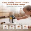 MiaoLab Cute Animal Baby Proofing Outlet Covers, 8 Pack Silicone + V0 PC Plug Protectors, BPA-Free Non-Toxic Child Safety Socket Caps for US Type B 3-Prong Electrical Outlets, Fire-Retardant Design view 2