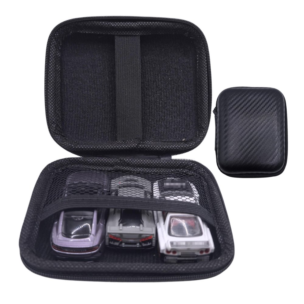 1/64 Scale Car Model Storage Box 3-car Capacity, Portable 1/64 Model Car Storage Case, 1/64 Scale Car Organizer with Soft Lining and Mesh Pocket Diecast Car Storage for Collectors