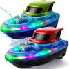 SYMA 2 Pack RC Boats for Kids, Remote Control Boats for Pool, 7-Mode LED Light Up & Water Spray, Up to 40 Min Total (2 Batteries), 2.4GHz 164 ft Range, Gift for Boys & Girls view 1