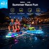 SYMA 2 Pack RC Boats for Kids, Remote Control Boats for Pool, 7-Mode LED Light Up & Water Spray, Up to 40 Min Total (2 Batteries), 2.4GHz 164 ft Range, Gift for Boys & Girls view 2