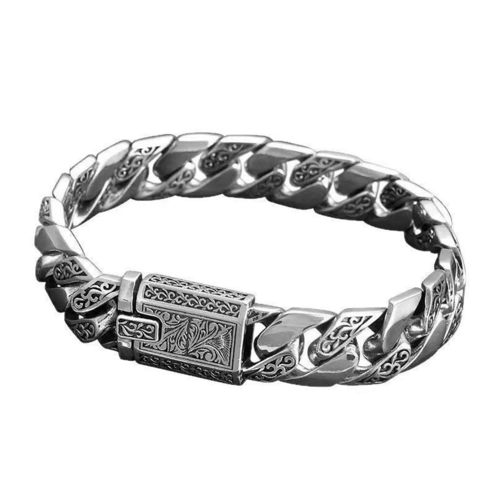 AZHOUQIBD Seiko Tang Grass Pattern Punk/Personalized Men's Retro Hip Hop Bracelet