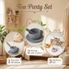 Bemonew Tea Sets for Toddlers 3-5, Educational Tea Party Set with Silicone Teapot, Cups, Coasters with Serving Spoon for Girls and Boys view 2