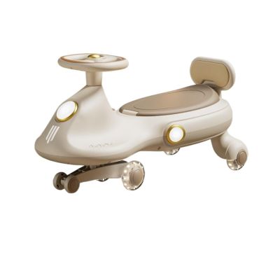 Bicycles Wiggle Car Ride on Toy with Pedal and Flashing Wheels Rocking Sliding Toy Set for Indoor Outdoor Play Bike(Brown)