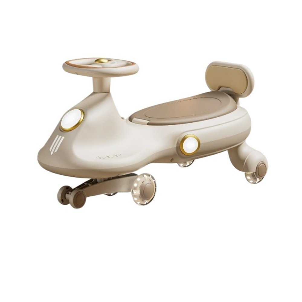 Bicycles Wiggle Car Ride on Toy with Pedal and Flashing Wheels Rocking Sliding Toy Set for Indoor Outdoor Play Bike(Brown)