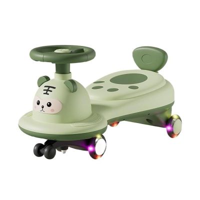 Bicycles Ride On Wiggle Car with Flash Wheel Kids Scooter Rocking Sliding Toy Set for Boy and Girl Indoor Outdoor Play Bike(Green)