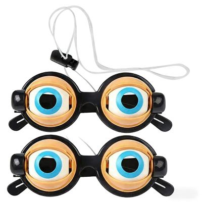 2pcs Crazy Winking Prank Glasses, Funny Costume Eyes Glass Prank with Winking Eye Mechanism, Hilarious Gag Joke, for Dress up Party Birthday Photography Role Play Themed Events Holiday Cosplay