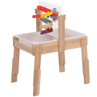 PHOKID Wooden Sensory Play Activity Table,Sand and Water Table for Toddlers,2 Sensory Bins, Acrylic Board & Water Track Toys,Montessori Kids Tables Learning Toy for Age 3+,Orignal Wood Color