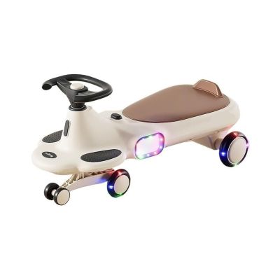 Wiggle Scooter Sliding Car with Music Roll Flash Wheels Wiggle Car for Kids Anti-Rollover, Ride On Toys for Boys and Girls(Grey)