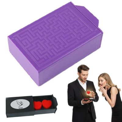 Drawer Box Magic Tricks Surprise Appearing Box Magic for Magicians Close up Street Illusions Gimmicks Mentalism Prop Accessories, Valentines Day MagicBox for Appear & Disappear Tricks (Purple)