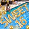10 Pcs Sweet 16 Pool Float Letters, 20" Large Inflatable Gold Glitter Birthday Decorations with 2 Beach Ball & 1 Gold Crown Sweet Sixteen Pool Party Supplies for Girls view 1