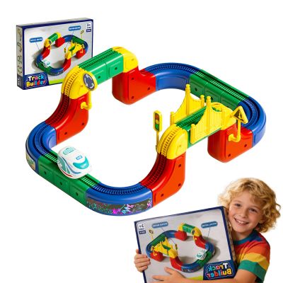 2026 New Electric Magnetic Train Track Sets, Gravity Defying 3D, DIY Track Building Kits with Train and Traffic Signs, for 4-8 Year Old Boy Toys Boys Girls Birthday Party Gifts (90PCS)