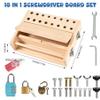 Bemonew Busy Board, Wooden Screwdriver Montessori Busy Board Set with Lock and Key - Tool Set for Educational Preschool for Kids 3-6 view 2