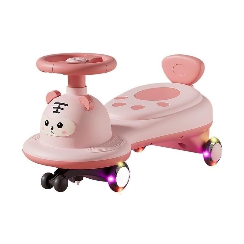 Bicycles Ride On Wiggle Car with Flash Wheel Kids Scooter Rocking Sliding Toy Set for Boy and Girl Indoor Outdoor Play Bike(Pink)