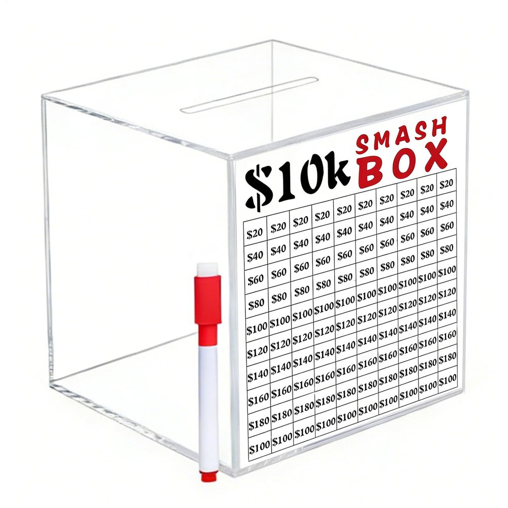10K Money Box, Clear Unbreakable Acrylic Large Bank, Cash Savings Box, Clear Money Boxes for Adults, Savings Challenge Boxes for Birthday Christmas New Year Kids Company Offices Study