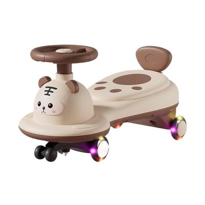Bicycles Ride On Wiggle Car with Flash Wheel Kids Scooter Rocking Sliding Toy Set for Boy and Girl Indoor Outdoor Play Bike(Brown)
