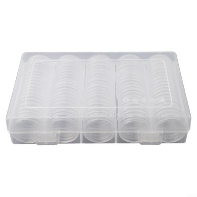 100 Pack Coin Boxes for Token Storage Holders, 27mm Round Coin Capsules Plastic Containers Reusable Coin Storage Cases with Box