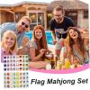 Mini Travel Mahjong Set 65Pcs - Flag & Ball Pattern 24mm Tiles for Escape Game, Beach Picnic, Family Party - Reusable Block Tiles Game for Adults & Kids(Emojis+National Flag) view 4