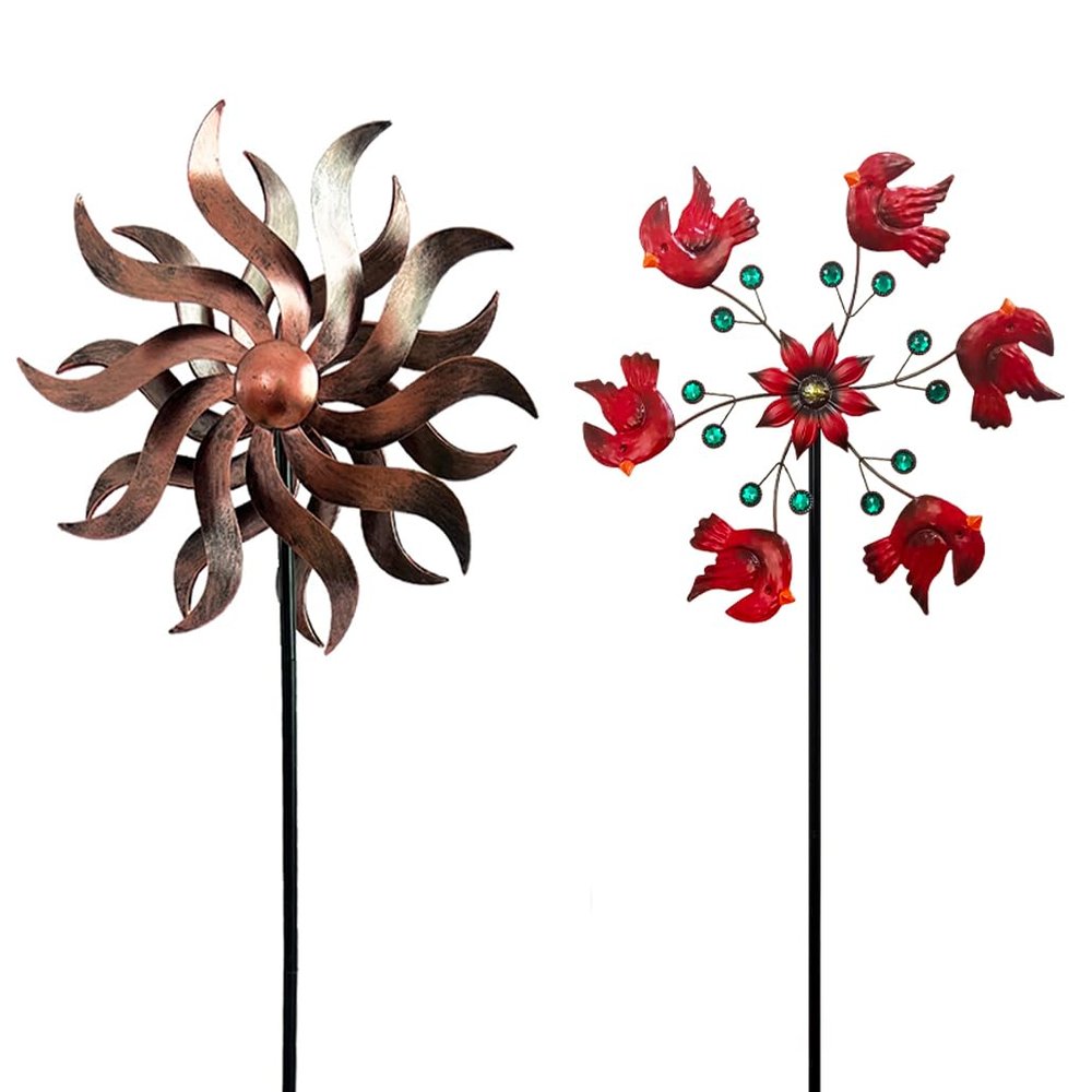 360 Metal Wind Spinner Willow Leaf Kinetic Sculpture for Outdoor Patio Lawn Yard and Garden Decor