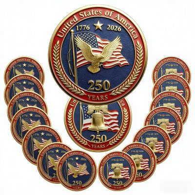 2026 USA 250th Anniversary Commemorative Coin (1776-2026) | Bald Eagle & Liberty Bell Patriotic Collectible | 250th anniversary | US History Themed Patriotic Token | Semiquincentennial Keepsake (4pcs)