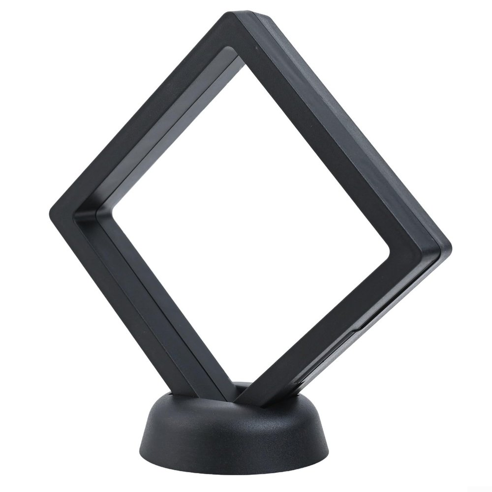 2 Pack 3.54 x 3.54 Inch Black 3D Floating Coin Display Frame Holder Box Stand with Transparent Flexible Film for Medals, Stamps, Jewelry, Casino Chips and Souvenirs