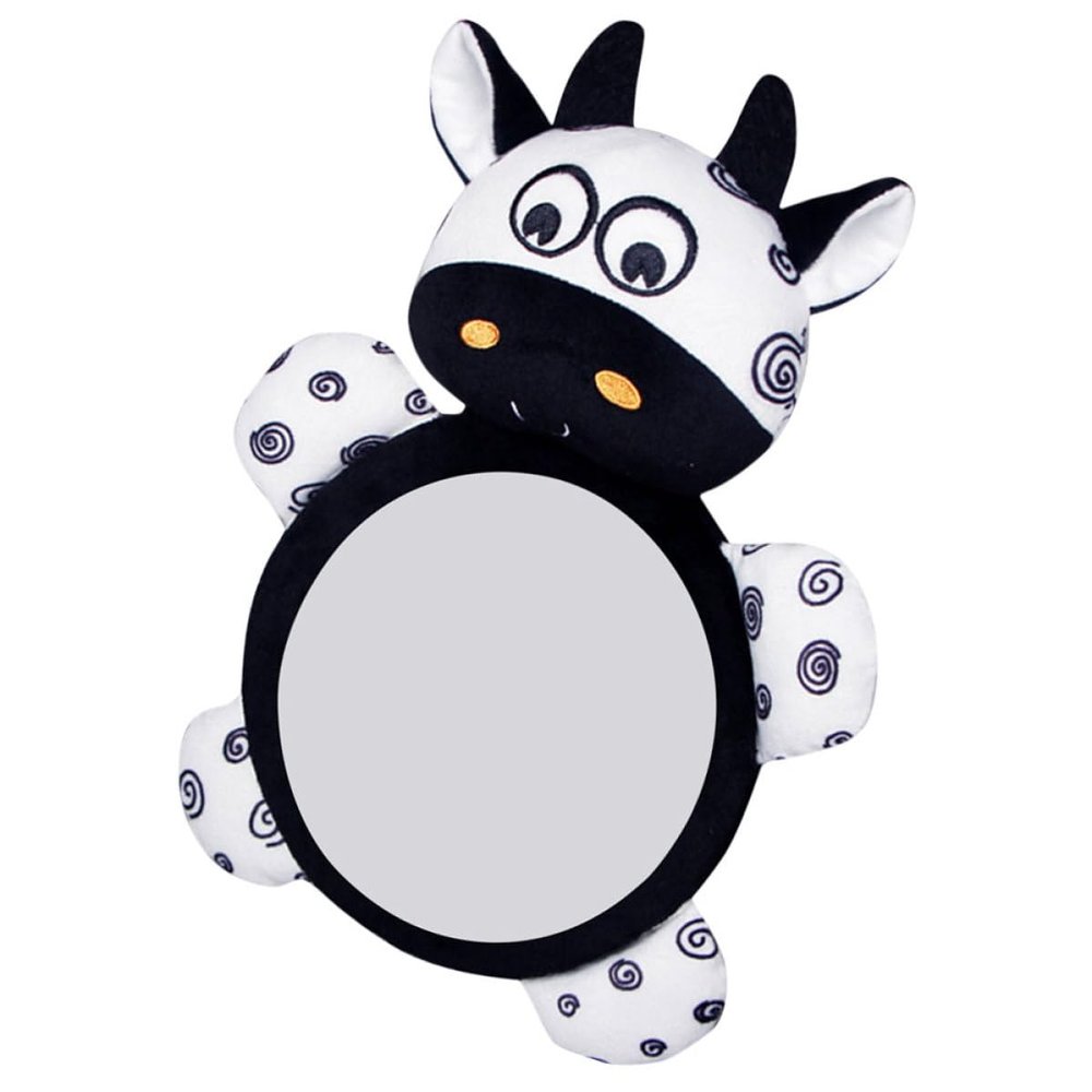 Abaodam Car Mirror for Rear Facing Safety Cartoon Animal Rearview Mirror with Wide View Black and White for Car Seats