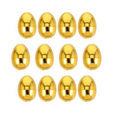 CarpNettore 12x Fillable Easter Eggs Golden Eggs Multipurpose Ornaments for Easter Gifts Home Decor Treasure Box Toys Boys Girls Kids, M