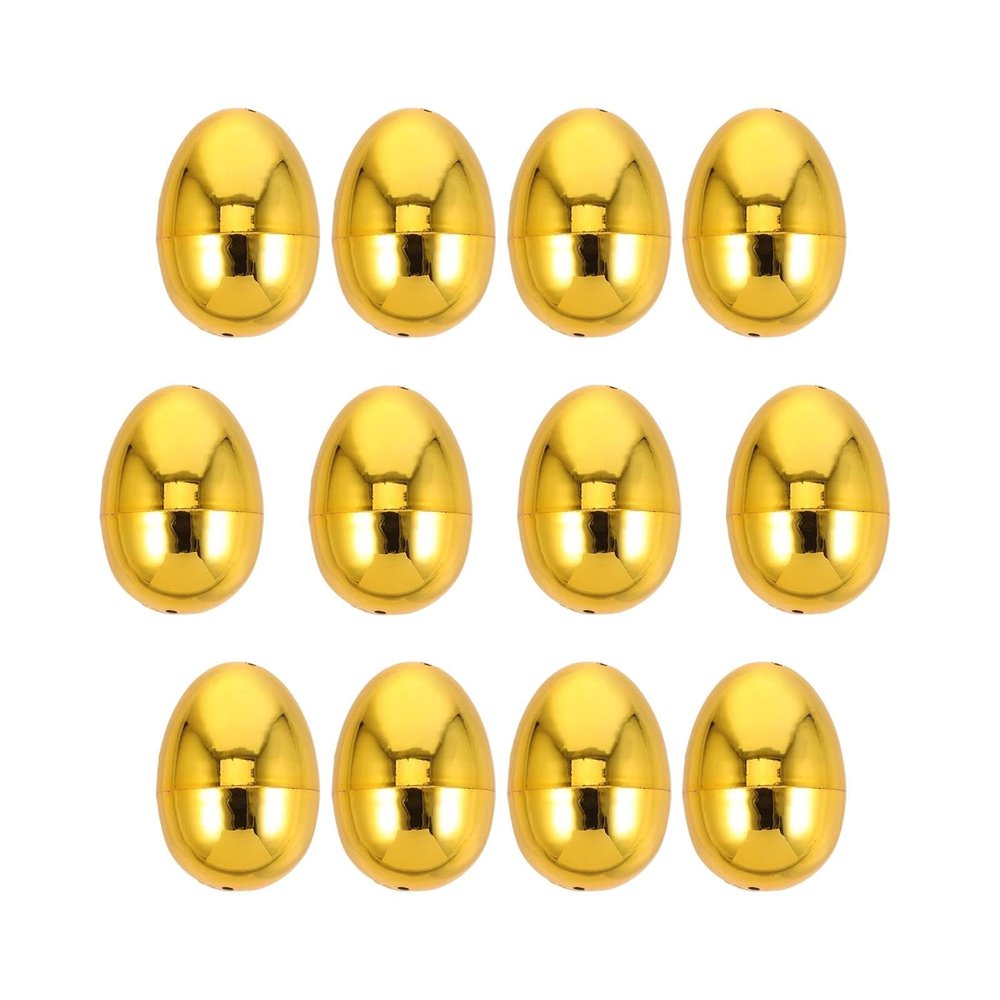CarpNettore 12x Fillable Easter Eggs Golden Eggs Multipurpose Ornaments for Easter Gifts Home Decor Treasure Box Toys Boys Girls Kids, M