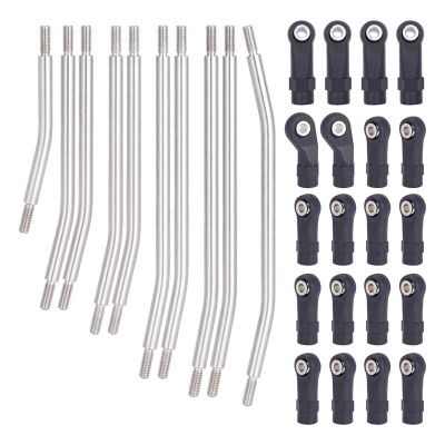 10Pcs Stainless Steel Links Rod Set with Ball End 313/324mm Wheelbase 1/10 RC Crawler Car for Axial for SCX10 II 90046 Parts confident(313mm)