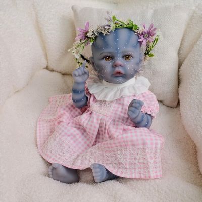 11 Inch Mini Baby Blue Baby Toy Silicone Reborn Newborn Doll Blue Skin Doll