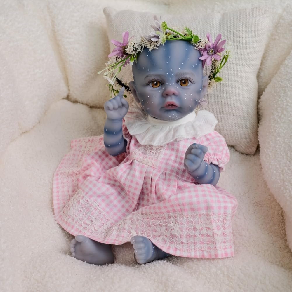 11 Inch Mini Baby Blue Baby Toy Silicone Reborn Newborn Doll Blue Skin Doll