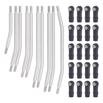 10Pcs Stainless Steel Links Rod Set with Ball End 313/324mm Wheelbase 1/10 RC Crawler Car for Axial for SCX10 II 90046 Parts confident(324mm)