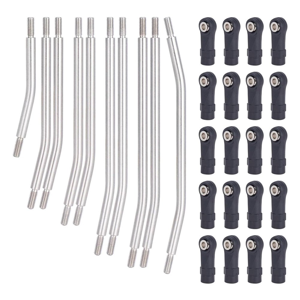 10Pcs Stainless Steel Links Rod Set with Ball End 313/324mm Wheelbase 1/10 RC Crawler Car for Axial for SCX10 II 90046 Parts confident(324mm)