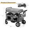 TOLEAD Wagon Stroller for 4 Kids, Foldable 4 Seats Outdoor Stroller Wagon with Canopy, Adjustable Handlebars, 5-Point Safety Harness, Detachable Tray, Portable Bag (Grey) view 3