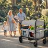TOLEAD Wagon Stroller for 4 Kids, Foldable 4 Seats Outdoor Stroller Wagon with Canopy, Adjustable Handlebars, 5-Point Safety Harness, Detachable Tray, Portable Bag (Grey) view 4