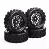 1:10 Scale Rubber Tires and Wheels with 12mm Hex Compatible with RC Off Road Car Models, Rally Cars, and Similar 1/10 Scale Vehicles view 3