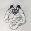 Animal Fox Wolf Skull Mask,Furry Fursuit Viking Skeleton Wolf Mask,Halloween Werewolf Barbarian Plush Headdress (White) view 2