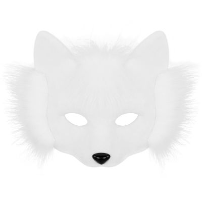 Halloween Fursuit Kitty Fox Mask,Realistic Fox Cat Mask,Furry Foxy Masks Therian Costume for Animal Role-Play Party (White)