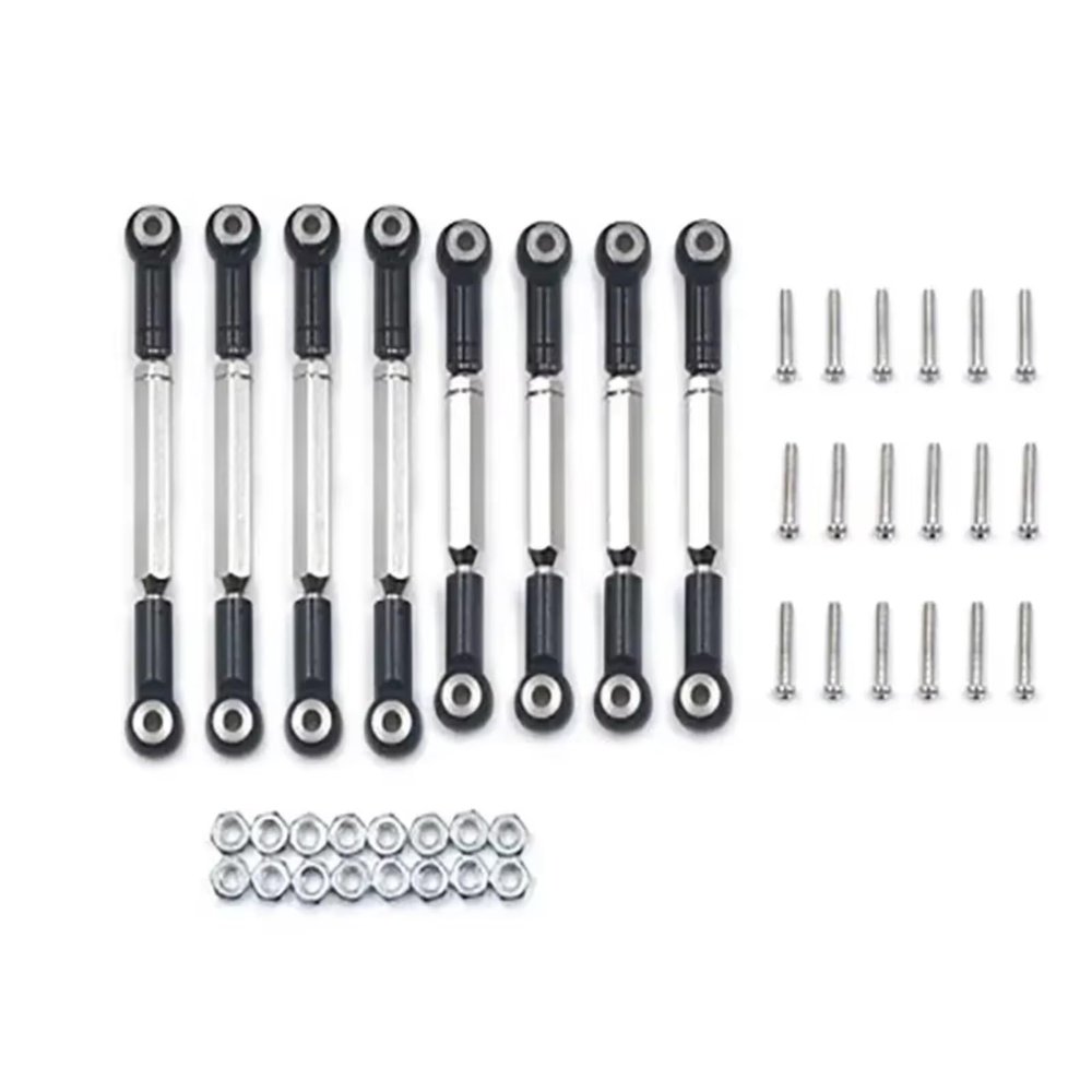 RC Connecting Rod Parts For WPL B1 B14 B-14 B24 B-24 C14 1/16 Metal Pull Steering Rod Servo Base RC Crawler Car Spare Parts Upgrade Accessories(Black)