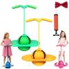 Balance Jumping Ball, Pogo Jumper with Handle & Ball Pump - Safe Fun Bounce Jump Trick Board Hopping Ball High Jump Toy for Adults(Green+Yellow) view 1