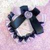 Heart Shaped Ruffled Rosette with Cross Charm, Gothic Pain Rosette for Can Badges with Magnet, Push Purpose, Purple view 2