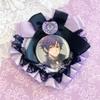 Heart Shaped Ruffled Rosette with Cross Charm, Gothic Pain Rosette for Can Badges with Magnet, Push Purpose, Purple view 3