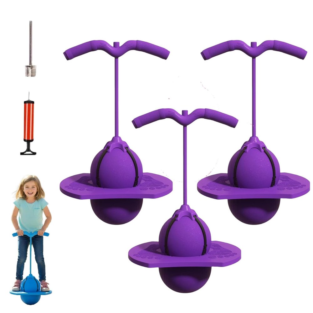 Balance Jumping Ball Childrens with Stable Handle, Indoor Bouncing Board Training Toy for Kids & Adults, High Bounce Exercise Hopper for Balance Training and Fun Play (3*Purple)