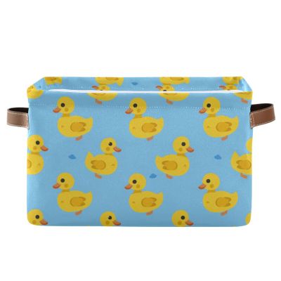 CWUPZAY Duck Storage Basket Canvas Fabric Collapsible Storage Bins Box Organizer Waterproof for Home Bedrooms 1 Pack