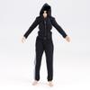 1/12 Scale Black Striped Sleeve Zipper Hoodie + Women's Black Striped Sweatpants for 6 inch Action Figure Colthes, Doll Model Dress up Accessory(No Figrue) view 2