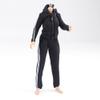 1/12 Scale Black Striped Sleeve Zipper Hoodie + Women's Black Striped Sweatpants for 6 inch Action Figure Colthes, Doll Model Dress up Accessory(No Figrue) view 3
