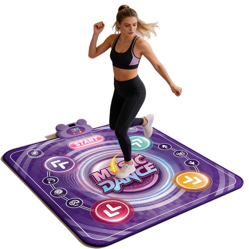 Dance Mat Toys with Light & Music for Kids, Children Mat with Light-up 4-Button Wireless Bluetooth, Dancing Pad Toy with 5 Game Modes, Toys Gifts for 8-12 Year Old Girls (Purple)