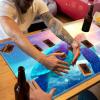 JANENFNA MTG Playmat 24" x 14" with Storage Bags for TCG Game Play Mats, Premium Stitched Non-Slip Rubber Tabletop Magic Play Mats Desk Duel Card Breaking Mat,Colorful Sea Turtle view 3